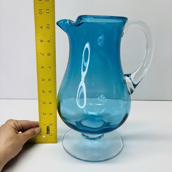 Vintage Blue Crystal Pitcher ~ Hand-Crafted ~ Poland - Picture 11 of 14